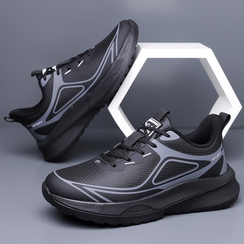 Outdoor Sports Hiking Shoes Men's Spring Black Casual Running Shoes Soft Sole Summer Breathable Travel Shoes