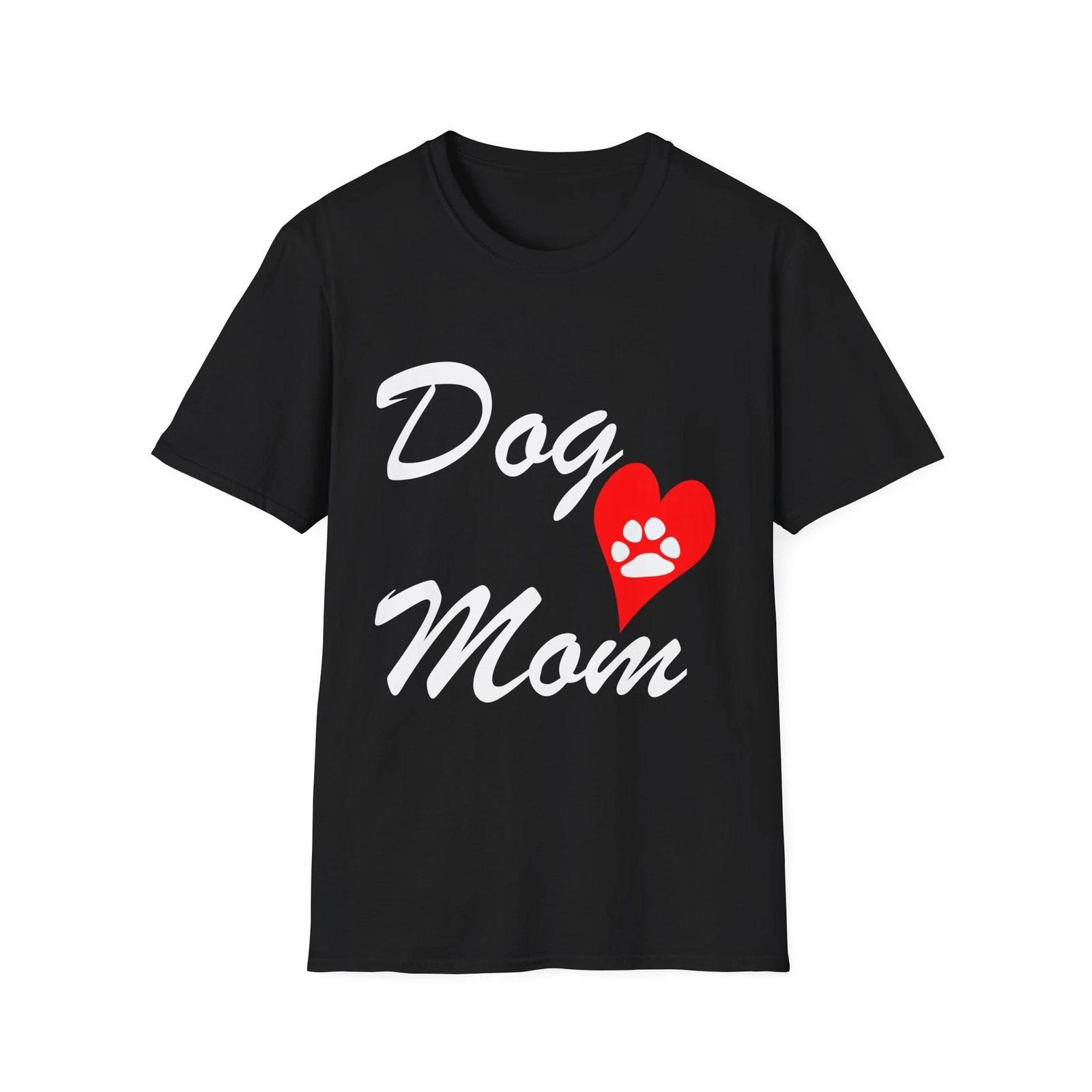 

Dog Mom Quote Red Heart Paw Print Mother s Day Black Cotton T-Shirt Gift Tee XL