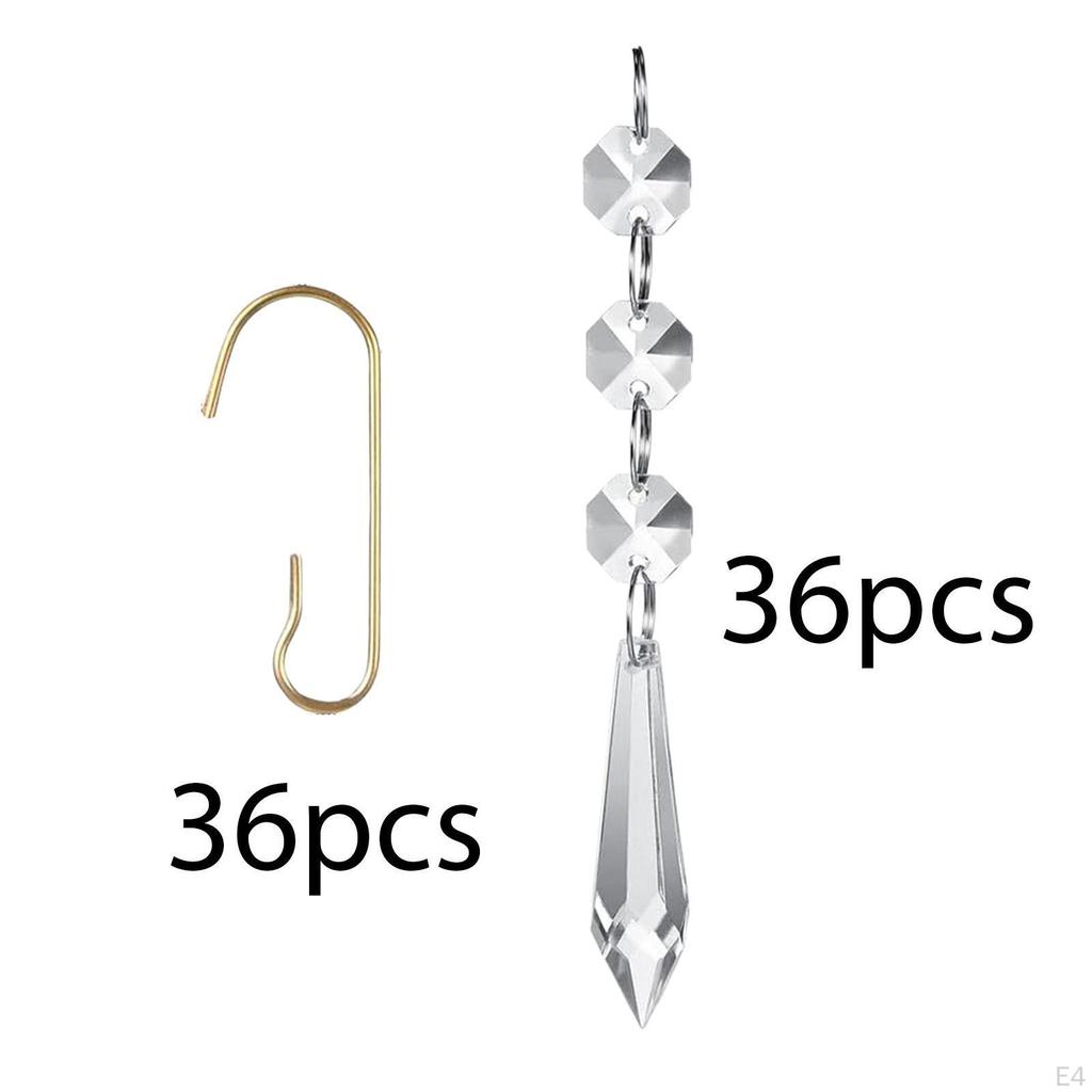 36 Pieces Christmas Ornaments Hanging Crystals Decorative Year Celebration Wreath Winter