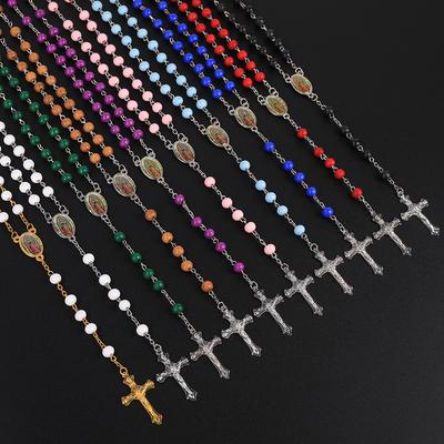 Drewniany Naszyjnik Różaniec Dla Kobiet 6MM Drewniane Koraliki Do Modlitwy Długi Łańcuszek Religijny Wisiorek Krzyżyk Matki Bożej Męska Biżuteria Imprezowa Prezent