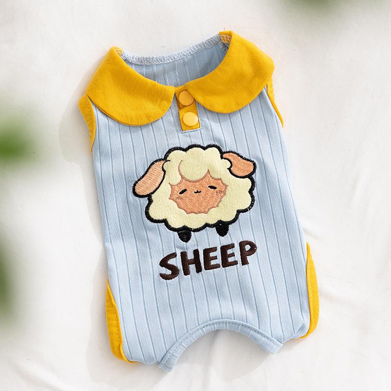 

Новая одежда для питомцев, мультяшная наклейка, вязаный щенок, котенок, четырехлапый пузико, весенне-летняя тонкая одежда для собак L (recommended weight 8-5.5kg)