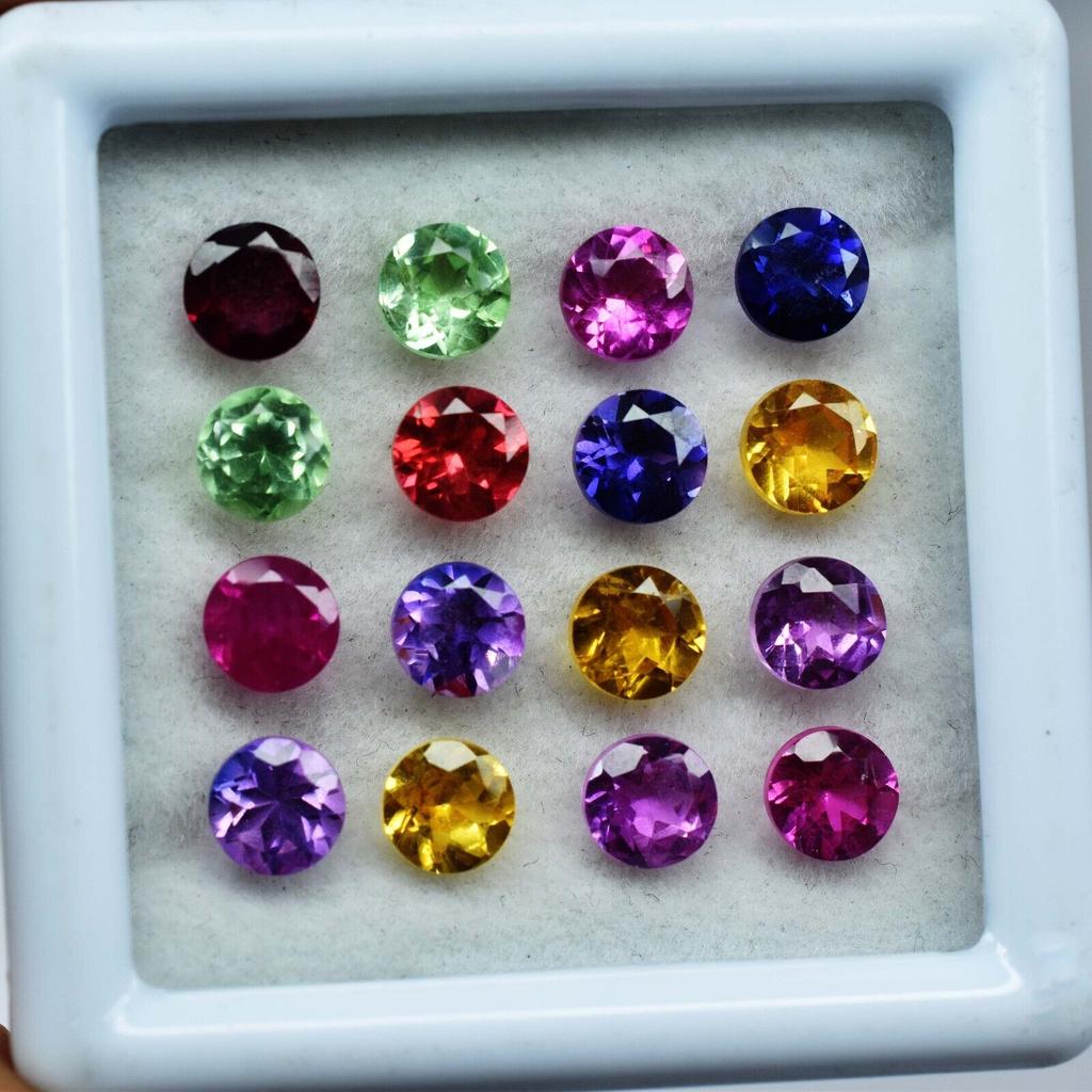 40 Pcs Sapphire Mix Color   Gemstone Lot 4 MM Round Mix Color Sapphire