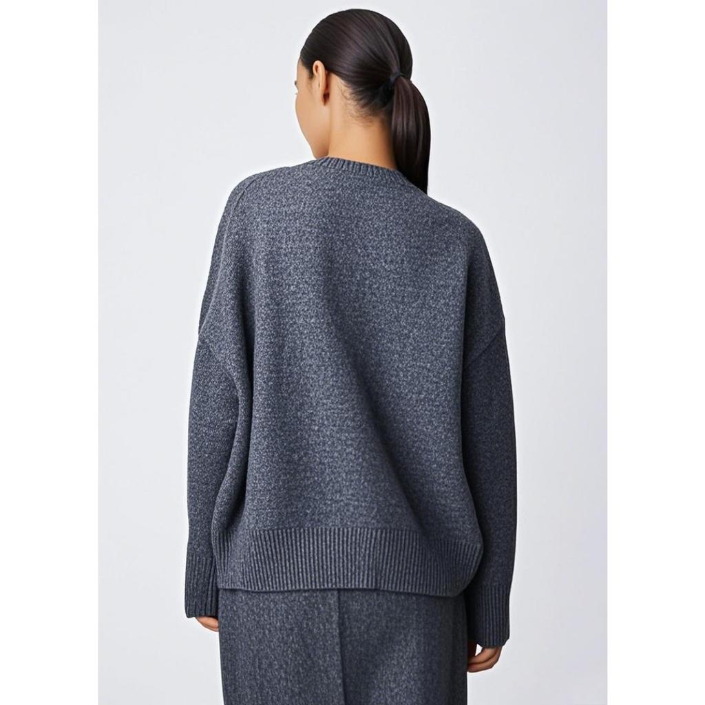 Einfarbiger Rundhals-Pullover für Damen | Weiches Strickoberteil | Lässige lockere Passform
