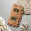 Stylish Printed Long Wallet with Multiple Card Slots Durable PU Leather Purse for Daily Use
