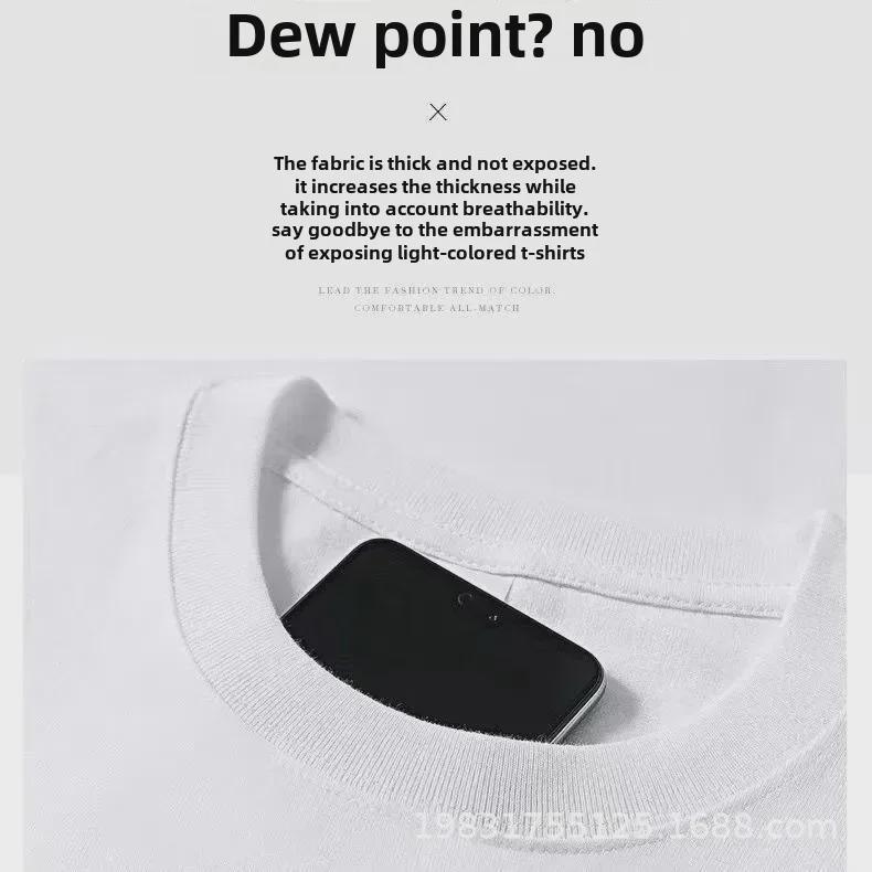 Unisex 180g CVC Cotton Black & White Short-Sleeve T-Shirt, Loose Fit, American Style, Casual with Small Collar and Thick Material.