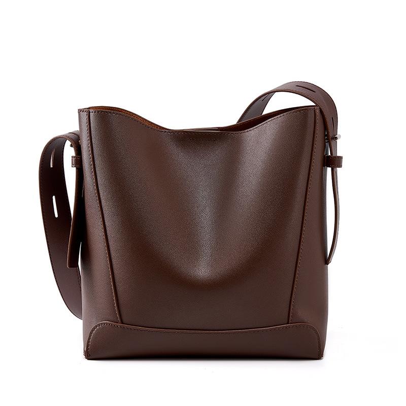 Premium Women s Genuine Cowhide Leather Bucket Bag 2026 - Large Capacity, Single Shoulder & Crossbody