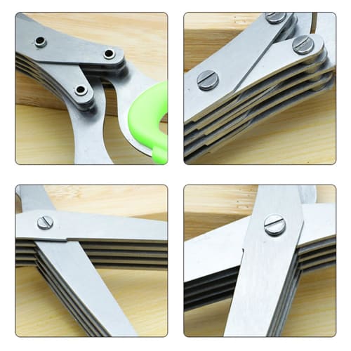 ETUCYNG 13.5x6.3cm Five-Layer Kitchen Vegetable Cutter, Stainless Steel Kitchen Scissors, Food Scissors, Household Vegetable Scissors with Comfort Gri