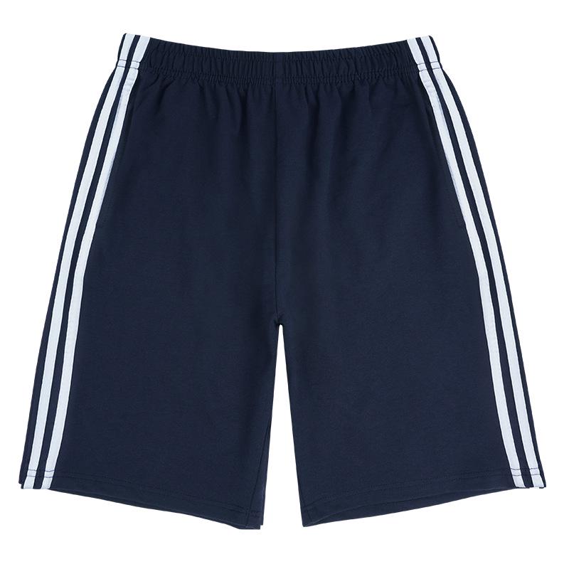 Summer School Uniform Shorts: Navy Blue Cotton Pants with One Stripe for Middle School and Two Stripes for Primary Students