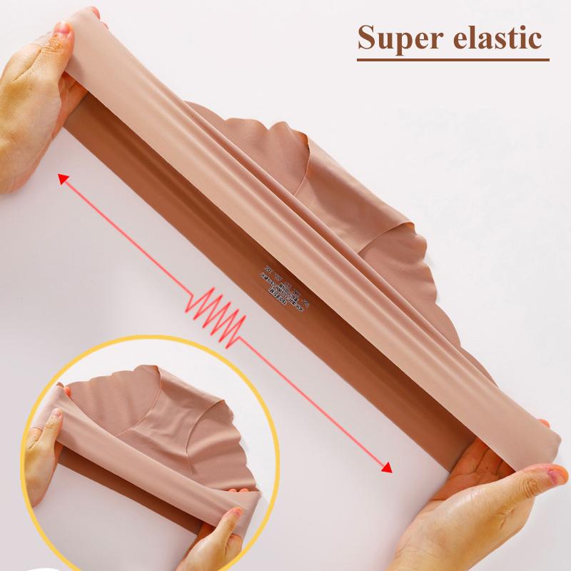 4Pcs Ice Silk Wavy Waist Underwear Women's Seamless Panties Sexy Comfy Solid Briefs Girls Ultra Thin Invisible Lingerie