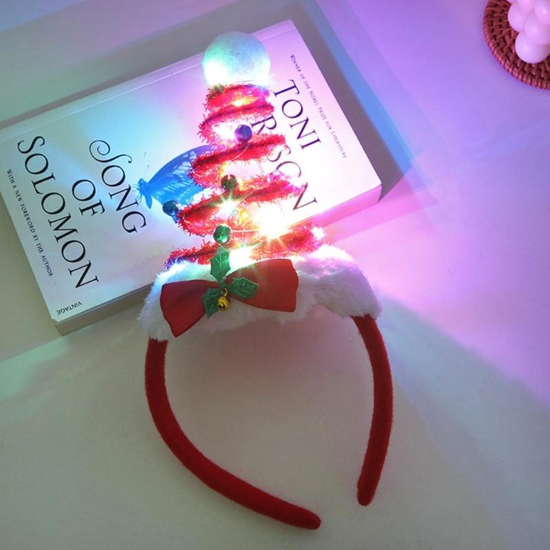 Fluffy Christmas Tree Spring Headband for Women Cartoon Christmas Headwear
