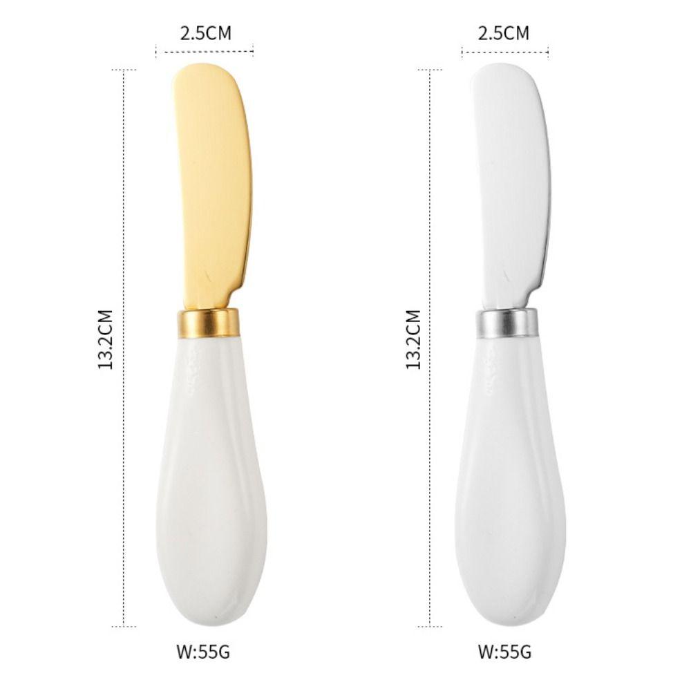 New Stainless Steel Cheese Knife Wipe Cream Ceramic Handle Butter Knife Bread Jam Kitchen Tools Canteen