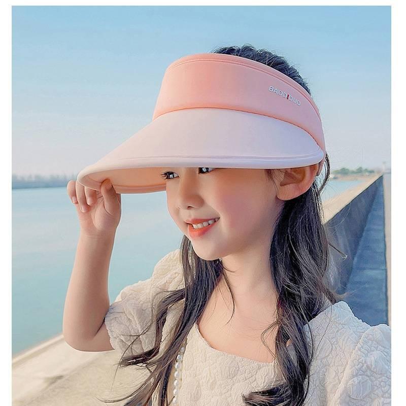 Summer Kids Sun Hat With Large Brim And Breathable Ice Silk Material For Outdoor Protection