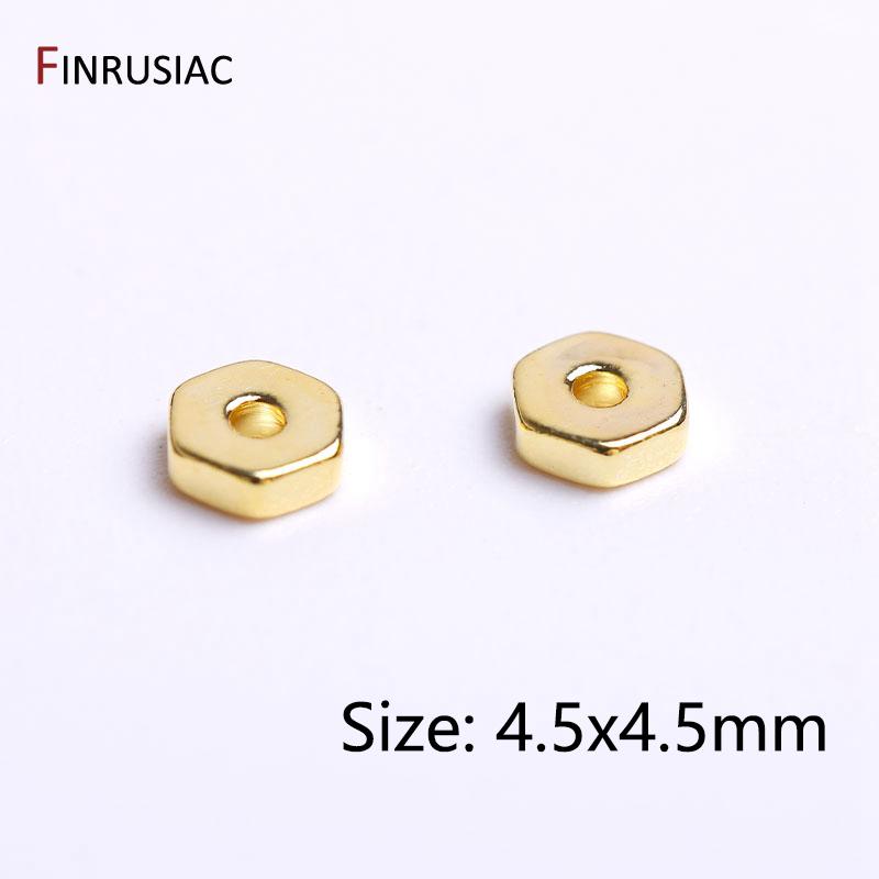 5 Types Flat Beads 14K Gold Plated Brass Smooth Spacer Beads For DIY High Quality Jewelry Making Accessories Wholesale