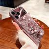 Glam Rose Gold Floral phone case for iphone 17 pro max cover Built-in glass for iPhone 17 16 15 14 13 12 pm Pro Plus