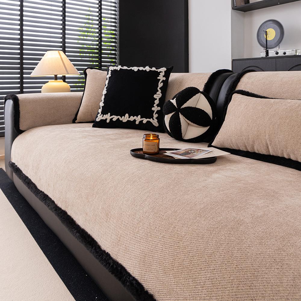 

Plush Edge New Sofa Cushion, Universal In All Seasons, Light Luxury, High-End Sense, Anti-Cat Scratch, Non-Slip Cover, Cloth Towel Cover 70*70cm верблюд