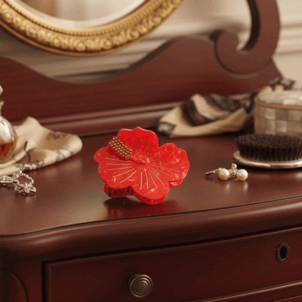 Japanese Style Peach Blossom Shark Clip Waterproof Flower Hairgrips  Ponytail Holder