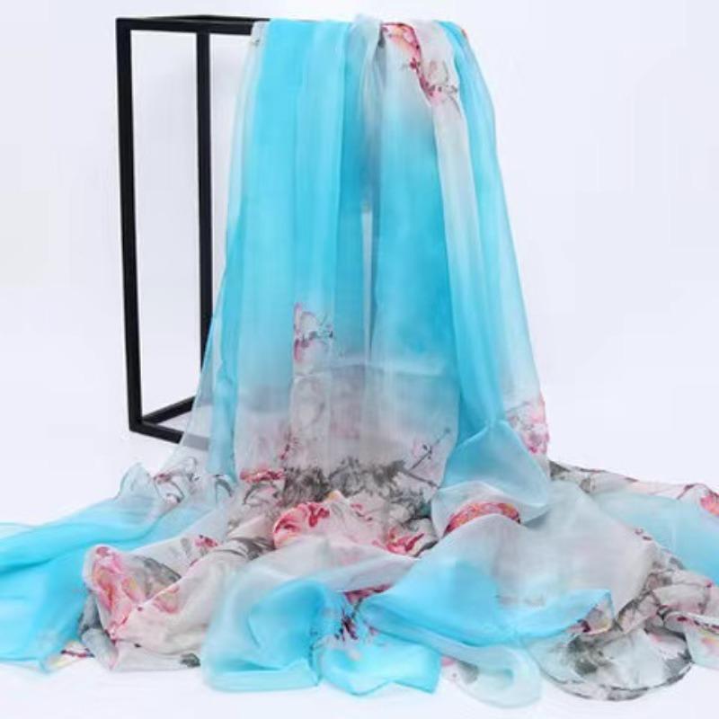 

Новый весенний женский шифоновый длинный шелковый шарф с изображением птицы, маленький шарф 50*155