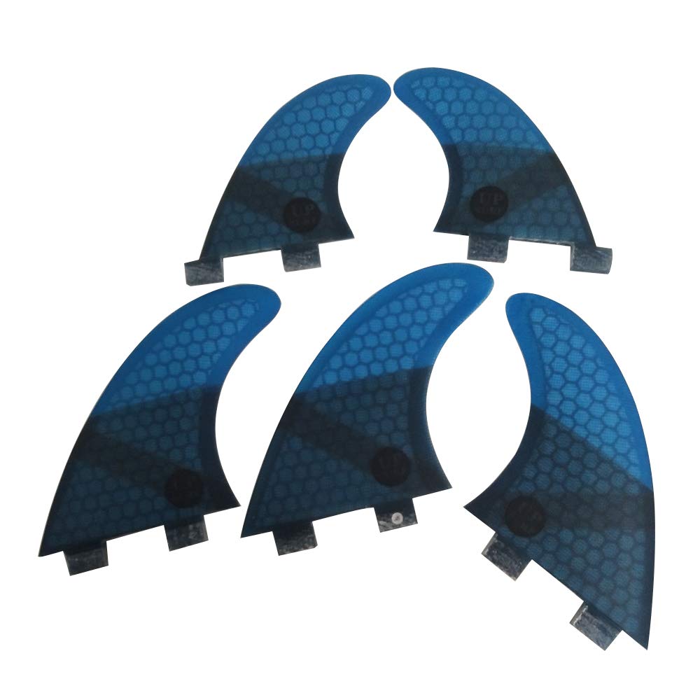 

UPSURF Double Tabs Surfboard Fins, G5+GL Size, Set of 5 (Blue)