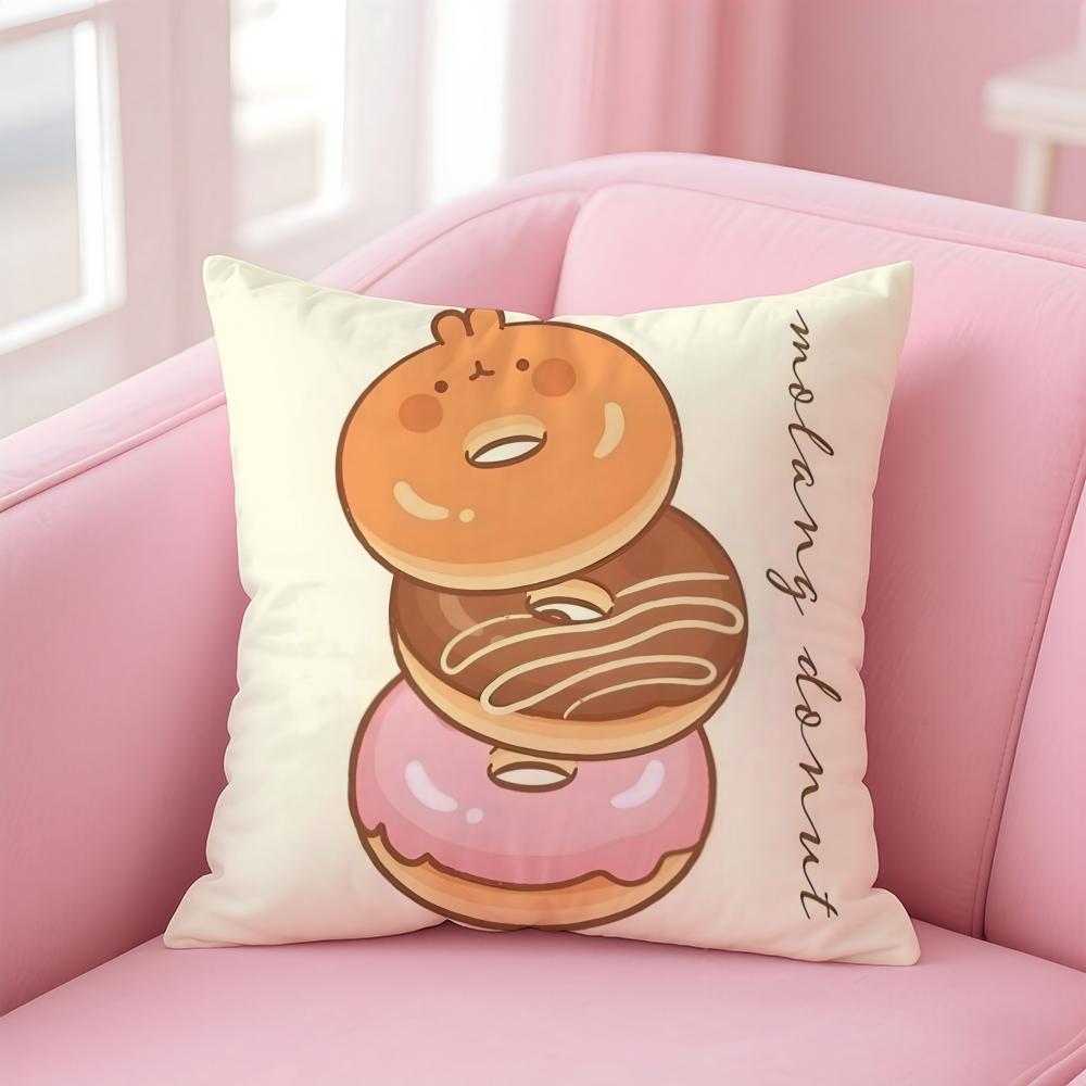 Food Lovers Cartoon Cute Donuts Cushion Cover Pillow Case Soft Skin Friendly Fabric Concealed Zipper