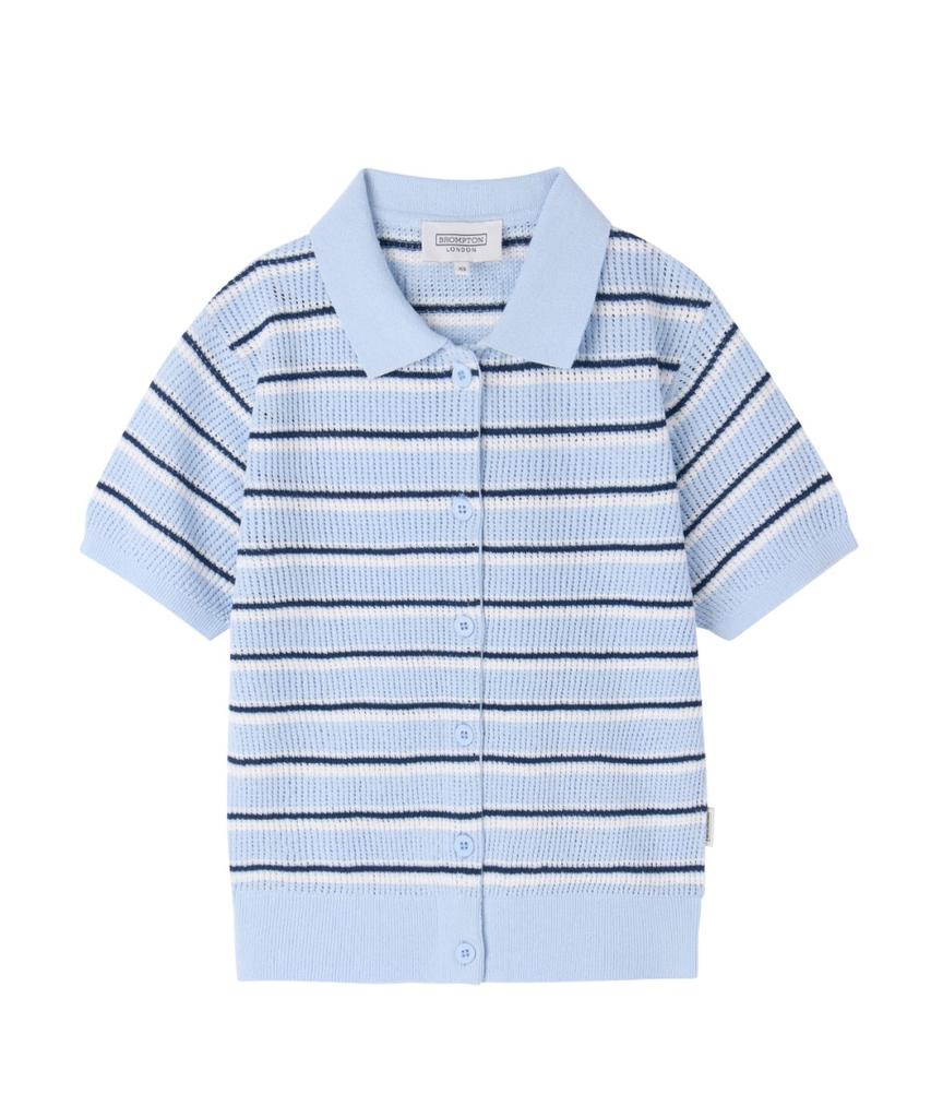 BROMPTON LONDON W Stripe Half Sleeve Knit - Sky Blue (P262Wkt132)