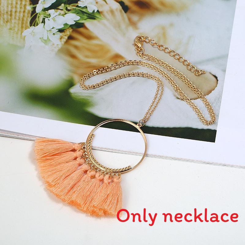 Stylish Pendant Tassel Necklace With Electroplate Finish For Summer Outfits