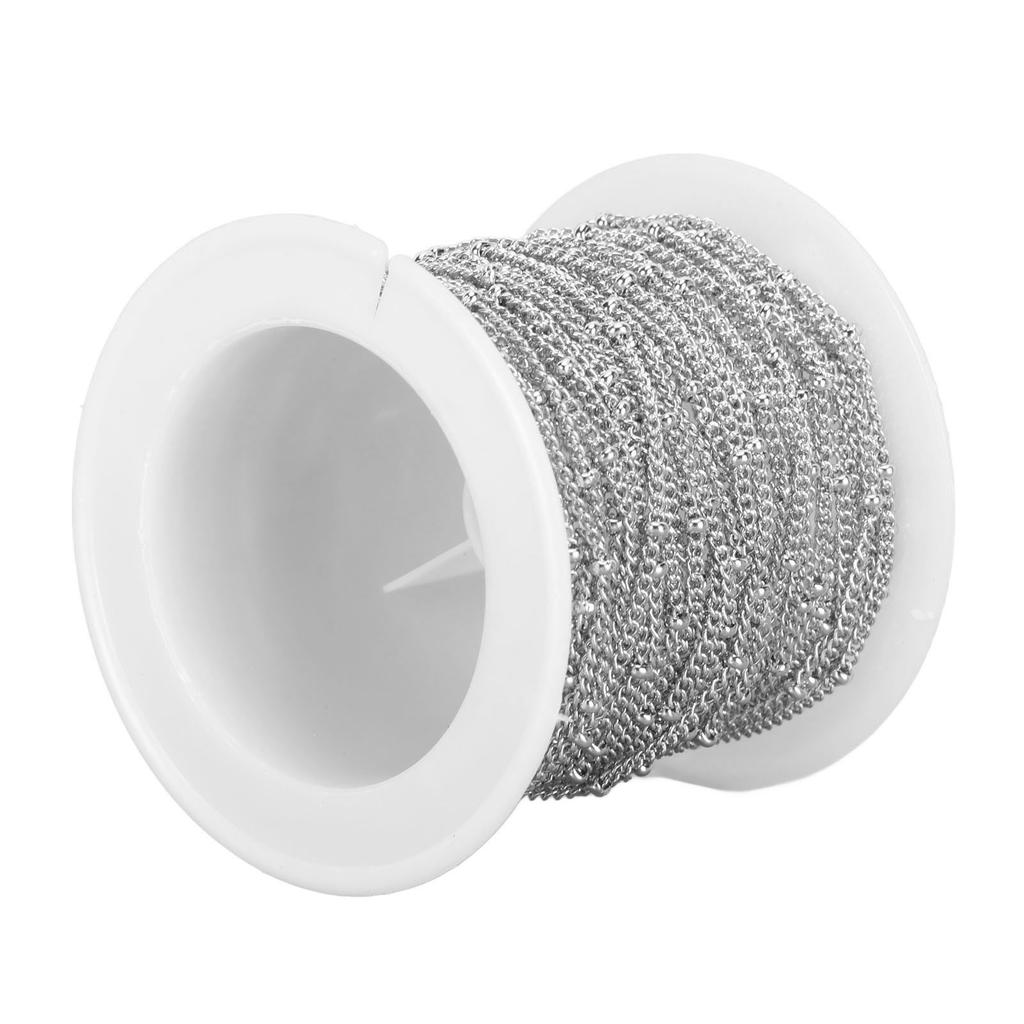 Chaîne à billes 19,6 pieds Acier inoxydable Fabrication de bijoux DIY Chaîne à maillons pour collier bracelet cheville Couleur acier