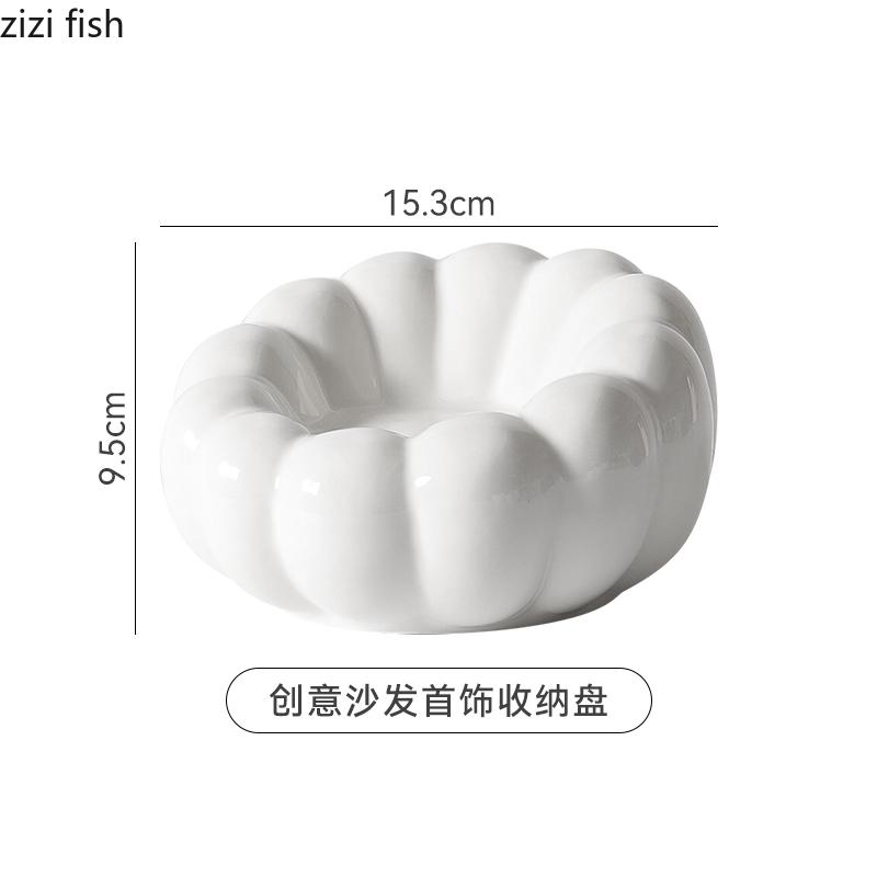 Керамическая тарелка в форме дивана Декоративные тарелки Подставка для украшений Лоток для ключей Подставка для хранения украшений Настольная полка Органайзер для украшений Чаша
