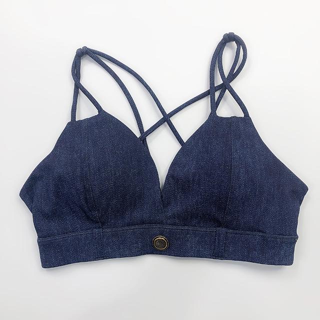 Denim Sports Bra & Hip-Lifting Yoga Tights Fitness Set