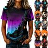 Women's Raglan Sleeve Casual Halloween Print Short Sleeve Top Crew Neck Lightweight Comfortable Fit Tee Shirt for Everyday Wear