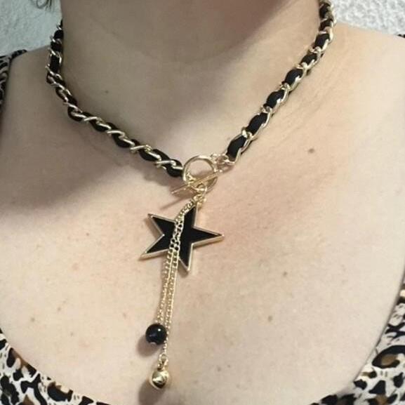 Cross-Border Black Heart Mother-of-Pearl Pendant Necklace with Velvet Wrap for Women