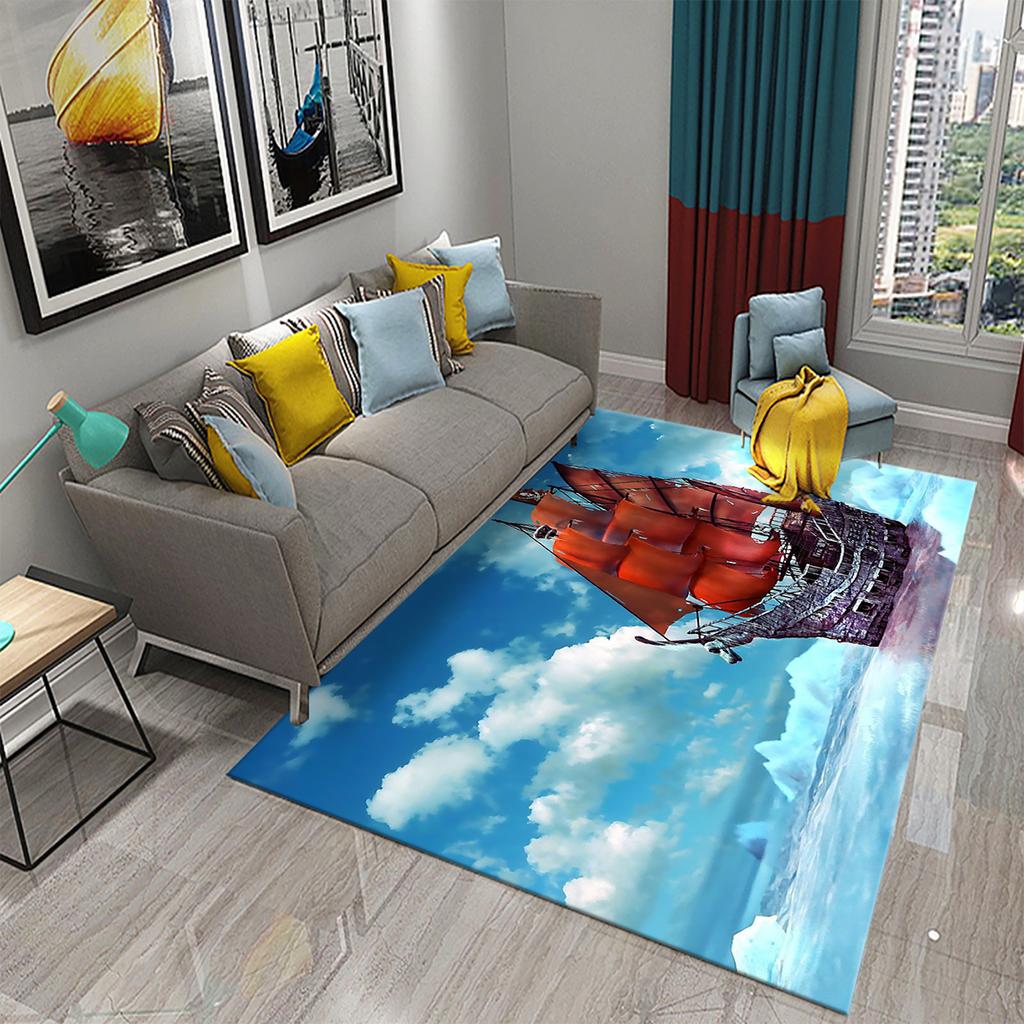 Bedroom Living Room Door Mat Balcony Decorative Floor Mat Bathroom Non-slip Door Mat Retro Pirate Ship Carpet