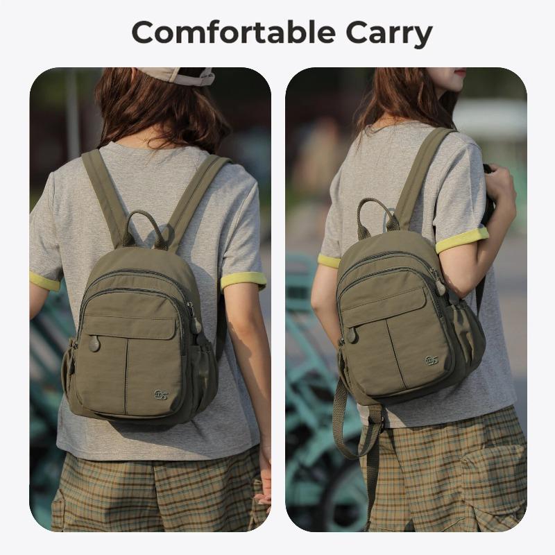 Mini-Rucksack für Damen Mehrfarbig Leichtes Nylon Kleiner Rucksack Mehrere Fächer Aufbewahrungsrucksack für Schule Reisen Täglichen Gebrauch und Wochenendausflüge
