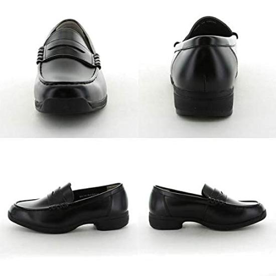Moonstar BVL740 Black Size 3E Boys' Loafers, 25.0 cm,