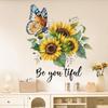 Butterfly and Sunflower Window Sticker Colorful Window Cling Decoration for Home Bedroom Living Room Glass Decor