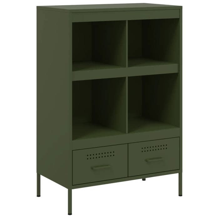 VidaXL Buffet Haut, Armoire avec Pieds et Compartiments, Meuble de Rangement, Organisateur de Salle de Séjour, Vert Olive 843106