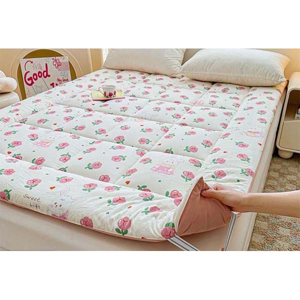 WTEMPO Printed Smooth Surface Foldable High Quality Soft Cotton-filled Mattress All Seasons Thick Bedroom Tatami School Dormitory Bed Mattress Pad