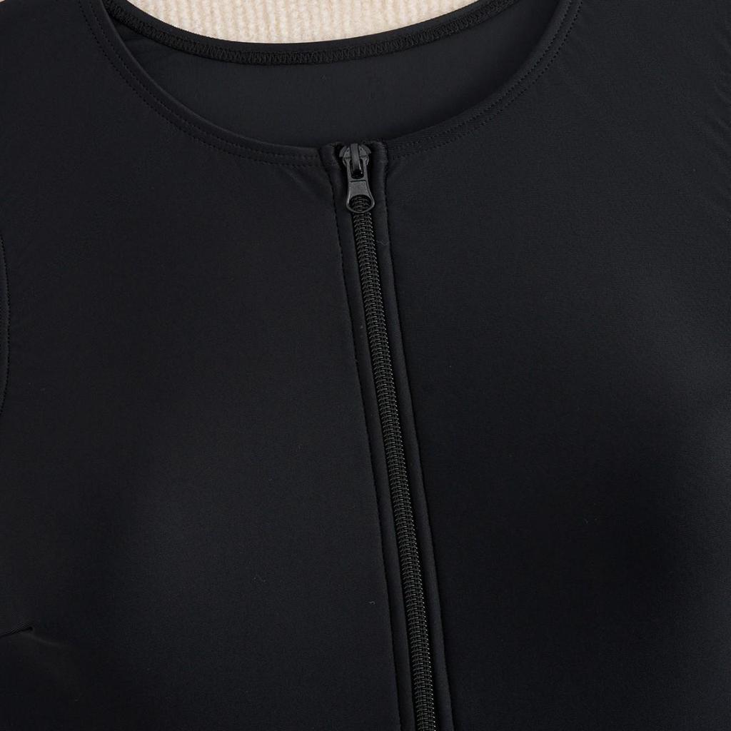 2025 Černé jednodílné plavky na zip: Jednobarevné, Sexy plážové oblečení pro ženy.