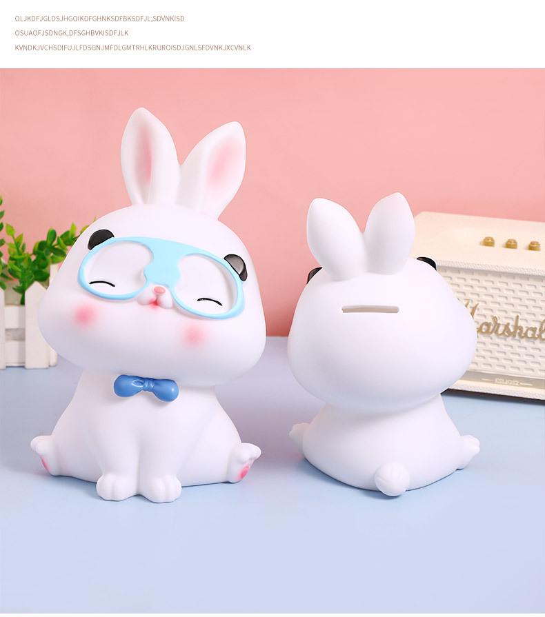 2024 Large Capacity Cute Rabbit Piggy Bank - Durable Vinyl Cartoon Savings Bank with Easy Access