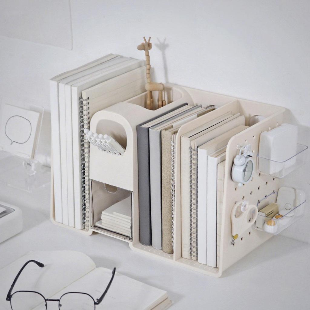 Desktop Organizer Storage Box with Multi Slot Design Plastic File Organizer for Shelf Table Desk Accessories and Supplies