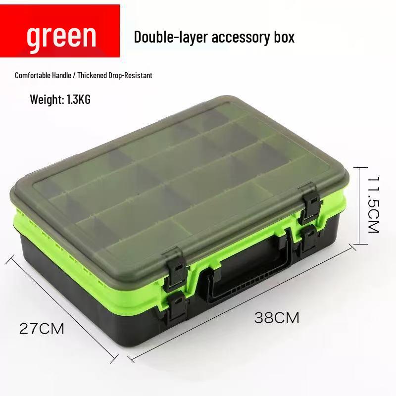 Портативный двухъярусный ящик для рыболовных снастей с ручкой и отделениями