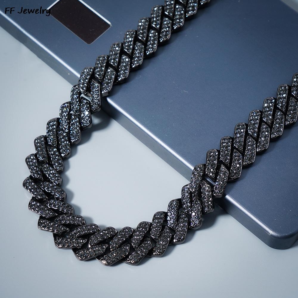 14mm Black Hip Hop Shiny Cuban Link Chain Bracelets Women Men Gold Color Rhinestone Iced Out Chain Bracelets Punk Men Jewelry
