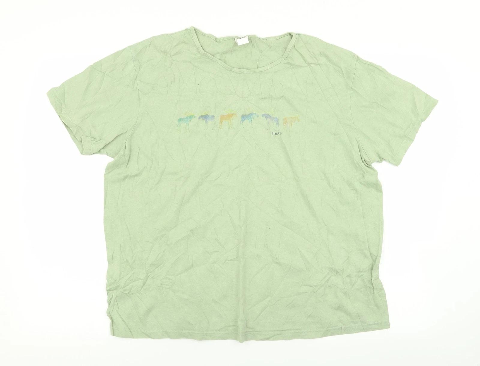 sutton Womens Green Cotton Blend T-Shirt Size L S