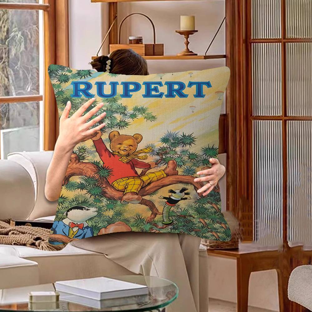 Housse de coussin Anime RRupert Bear Taie d'oreiller Salon Canapé Décoration de maison Personnalisé