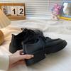 With skirts, small leather shoes, women's spring and autumn new retro student versatile lace-up thick-soled height-increasing single shoes