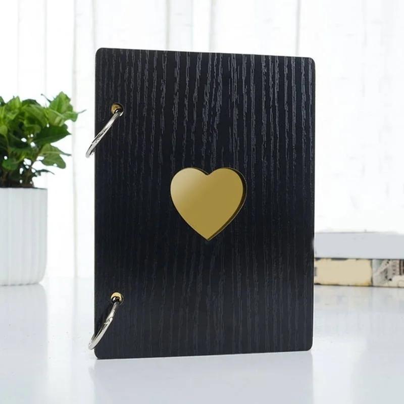 6-дюймовый деревянный фотоальбом «Сделай сам», Книга памяти, Фотоальбом для скрапбукинга, Книга для записей, Подарок на годовщину, Фотоальбом black