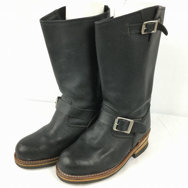 Steel Toe Engineer Leather Motorcycle Riding Boots Black Size 35.5 22.0-23.0(USED)