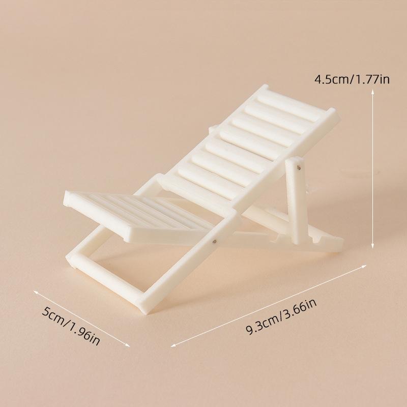 1/12 Dollhouse Miniature Foldable Beach Chair Deck Chair Model Dollhouse SImulation Furniture Decoration Accessory Pretend Play
