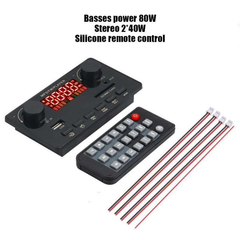 12v 80w Amplifier Bass Decoder Board 2x40w Amplifier Stereo Mp3 Decoding Call Recording Motherboard