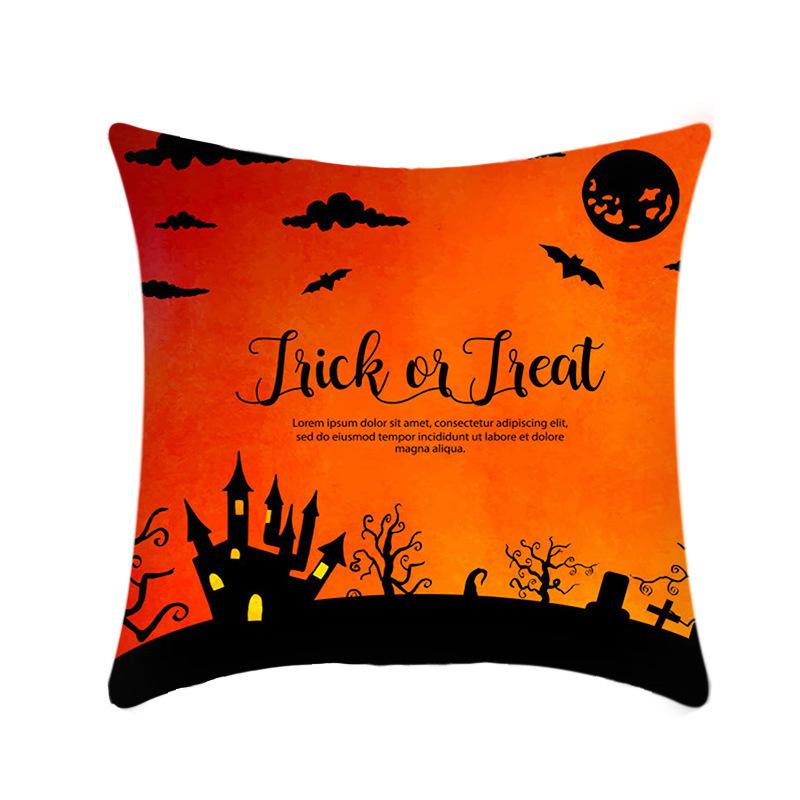 Halloween Throw Pillow Cover Linen Print Halloween Home Decor Cushion Cover Sofa Cushion Back Cushion