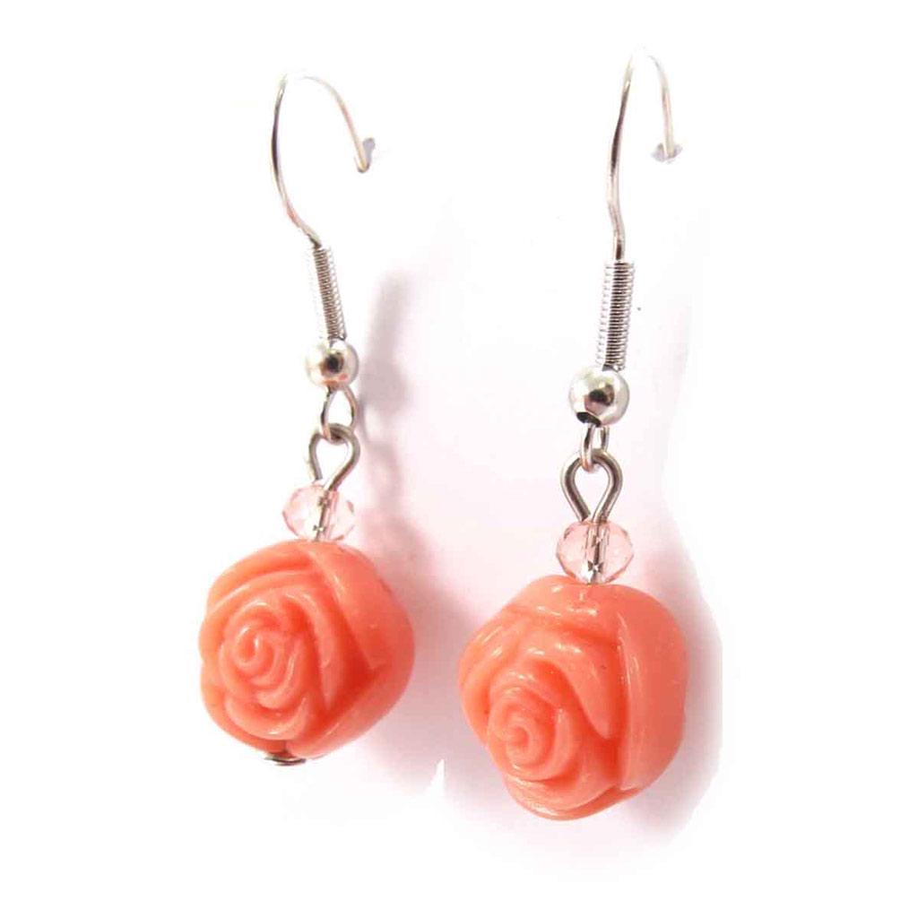 Les Trésors De Lily [J8260] - Orangefarbene Designer-Ohrringe „Rosa Romantica“